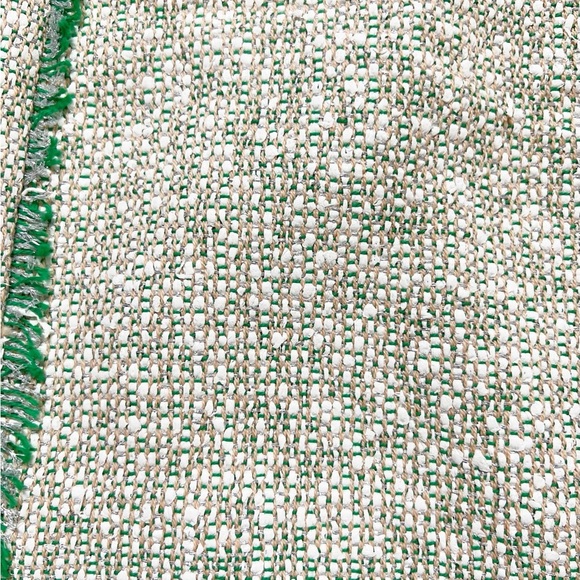 J Crew Womens Cream Metallic Knit Tweed Green Trim Mini Skirt Size 8 - Picture 5 of 8